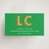 "Bold Initials" - Business Cards in Lawn by mo kelley - Front