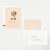"Floral Pram" - Baby Shower Invitations in Blush by Corie Page - Assembled