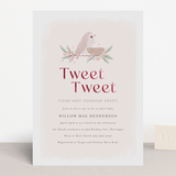 "Tweet Tweet" - Baby Shower Invitations in Blush by Itsy Belle Studio - Front
