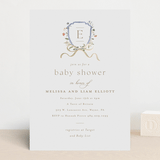 "Floral Crested" - Baby Shower Invitations in Icing by Everett Paper Goods - Front