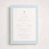 "Gingham Rockinghorse" - Baby Shower Invitations in Baby Blue by Olivia Raufman - Front