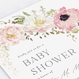 "Timeless Blooms" - Baby Shower Invitations in Peony by Susan Moyal - Detail
