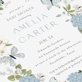 "Garden Love" - Baby Shower Invitations in Periwinkle by Susan Moyal - Detail