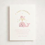 "Baby Whale On The Way" - Baby Shower Invitations in Baby Pink by mo kelley - Front