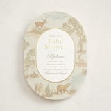 "Woodland Animals Toile" - Baby Shower Invitations in Bamboo by Teju Reval - Front