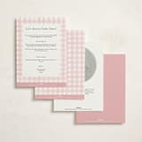 "Classic Gingham" - Baby Shower Invitations in Cotton Candy by Creo Study - Back of Card Options