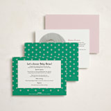 "Preppy Confetti" - Baby Shower Invitations in Peony by Olivia Raufman - Back of Card Options
