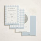 "Gingham Mobile" - Baby Shower Invitations in Baby blue by Stacey Meacham - Back of Card Options