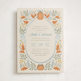 "Pumpkins + Bows" - Baby Shower Invitations in Cornflower by Laura Hankins - Front