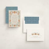 "Pumpkins + Bows" - Baby Shower Invitations in Cornflower by Laura Hankins - Assembled