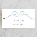 "Bow" - Bridal Shower Favor Tags in Dusty Blue by Corinne Malesic - Front