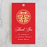 "HAPPINESS x 2" - Bridal Shower Favor Tags in Ruby by Melanie Kosuge - Front