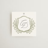 "Traditional Monogram" - Bridal Shower Favor Tags in Olive by Erin Deegan - Front