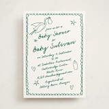"Stork Party" - Baby Shower Invitations in Apple by Zani van Zyl - Front