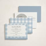 "Classic Gingham" - Baby Shower Invitations in Sky by Melinda Denison - Back of Card Options