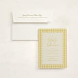 "Scalloped Gingham" - Baby Shower Invitations in Lemonade by Brianne Larsen - With Envelope