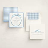 "Painted Bow" - Baby Shower Invitations in Sky by Teju Reval - Assembled