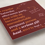 "Increasingly Uncomfortable Pregnant Person" - Baby Shower Invitations in Pomegranate by Madison Kic - Detail