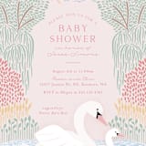"Swan Song" - Baby Shower Invitations in Sherbet by Carolyn Kach - Detail