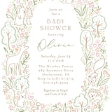 "Woodland Beginnings" - Baby Shower Invitations in Watermelon by Jennifer Wick - Detail