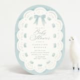 "Eyelet" - Baby Shower Invitations in Cloud by Laura Hankins - Front
