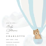 "Hot Air Balloon Bear" - Baby Shower Invitations in Blue Berry by Teju Reval - Detail