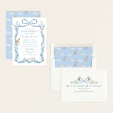 "Ribbon Garden" - Baby Shower Invitations in Blueberry by Elly - Assembled