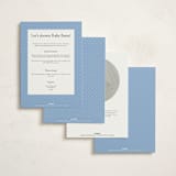 "Vintage Bow" - Baby Shower Invitations in Baby Blues by Lehan Veenker - Back of Card Options