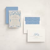 "Vintage Bow" - Baby Shower Invitations in Baby Blues by Lehan Veenker - Assembled