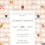 "Gingham" - Baby Shower Invitations in Shortbread by Sarah Knight - Detail
