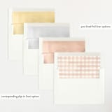 "Gingham" - Baby Shower Invitations in Shortbread by Sarah Knight - Envelope Liner Options