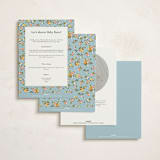 "Pram" - Baby Shower Invitations in Sky by Sarah Knight - Back of Card Options