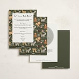 "Jungle Animals" - Baby Shower Invitations in Moss by Joanna Griffin - Back of Card Options