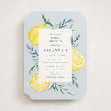"Lemons" - Baby Shower Invitations in Pale Blue by Megan Cash - Front