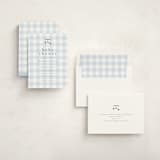 "Gingham Mobile" - Baby Shower Invitations in Baby blue by Stacey Meacham - Assembled