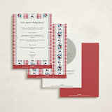 "Pattern Mix" - Baby Shower Invitations in Tomato by Emily Sabol Goss - Back of Card Options