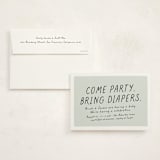 "Bring diapers" - Baby Shower Invitations in Mint by Lea Delaveris - With Envelope
