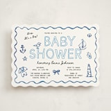 "Nautical doodles" - Baby Shower Invitations in Denim by Cass Loh - Front