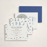 "Nautical doodles" - Baby Shower Invitations in Denim by Cass Loh - Back of Card Options