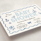 "Nautical doodles" - Baby Shower Invitations in Denim by Cass Loh - Detail
