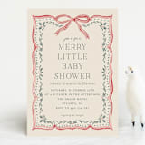 "Ribbon Stripe Holiday" - Baby Shower Invitations in Eggnog by Chris Griffith - Front