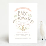 "Springtime Bunnies" - Baby Shower Invitations in Blush by Jennifer Wick - Front