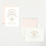"Springtime Bunnies" - Baby Shower Invitations in Blush by Jennifer Wick - Assembled