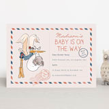 "Disney's Dumbo Stork Baby on the Way" - Baby Shower Invitations in Navy by Claudia Orengo - Front