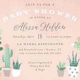 "Watercolor cactus" - Baby Shower Invitations in Blush by Jennifer Wick - Detail