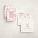 "Baby Toile" - Baby Shower Invitations in Blush by Teju Reval - Assembled