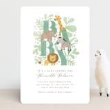 "Petite Safari" - Baby Shower Invitations in Mint by Jennifer Wick - Front