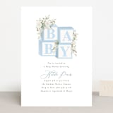 "Botanical Blocks" - Baby Shower Invitations in Baby Blue by Itsy Belle Studio - Front