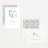 "Botanical Blocks" - Baby Shower Invitations in Baby Blue by Itsy Belle Studio - Assembled