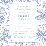 "Dreamy Toile" - Bridal Shower Invitations in Blueberry by Teju Reval - Close-Up